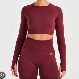 AYBL Women's Deep Red Long Sleeve Crop Top